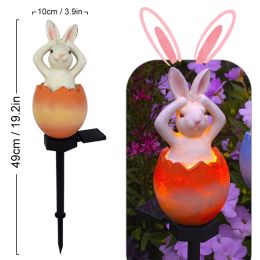 Cute Solar Garden Lights Easter Rabbit Solar LED Lights Waterproof Resin Landscape Lamp Outdoor Solar Lights Party Pathway Yard (Emitting Color: LLA0012112-A)