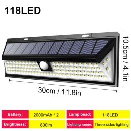 Solar Led Light Outdoor Solar Wall Light Outdoor Sensor Light Solar Led Lamp Outdoor Solar Panel Light With Motion Sensor Garden (Emitting Color: 118 LED no remote)