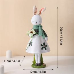 Cute Resin Rabbit Table Ornament Standing Rabbits Bunny Decorations Easter Party Home Garden Wedding Ornament Happy Easter Decor (Color: 29 CM-A)