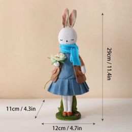 Cute Resin Rabbit Table Ornament Standing Rabbits Bunny Decorations Easter Party Home Garden Wedding Ornament Happy Easter Decor (Color: 29 CM-C)