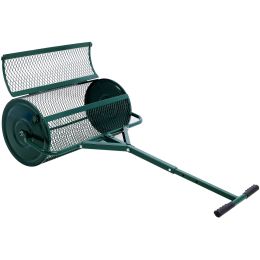 Peat Moss Spreader 24inch; Compost Spreader Metal Mesh; T shaped Handle for planting seeding; Lawn and Garden Care Manure Spreaders Roller (Color: as Pic)