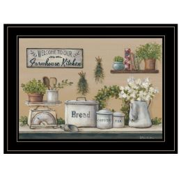 "Garden Farmhouse Kitchen" By Pam Britton; Ready to Hang Framed Print; Black Frame (Color: as Pic)