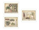 "Garden Bath Collection" 3-Piece Vignette By Pam Britton; Printed Wall Art; Ready To Hang Framed Poster; White Frame