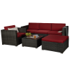 Outdoor Garden Patio Furniture 6-Piece Brown PE Rattan Wicker Sectional  Cushioned Sofa Sets