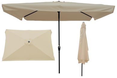 10 x 6.5ft Rectangular Patio Umbrella Outdoor Market Umbrellas with Crank and Push Button Tilt for Garden Swimming Pool Market RT (SKU: W65627939)