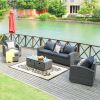 Direct Wicker Aluminum 5-piece Outdoor PE Rattan Wicker Sofa Rattan Patio Garden Furniture ,Gray