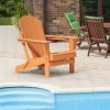 Folding Adirondack Chair;  Fire Pit Chair; Patio Outdoor Chairs All-Weather Proof HDPE Resin for BBQ Beach Deck Garden Lawn Backyard-Navy Blue