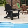 Folding Adirondack Chair;  Fire Pit Chair; Patio Outdoor Chairs All-Weather Proof HDPE Resin for BBQ Beach Deck Garden Lawn Backyard-Navy Blue