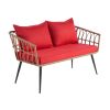 Outdoor Garden Rattan Furniture Sofa Set 3 Pieces Sofa And 1 Piece Table