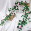 2pcs Fake Rose Vine Flowers Garland Plant Artificial Flower Wall Hanging Flower Rattan Fake Plant Leaf Wedding Home Garden Decor