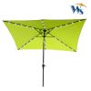 10 x 6.5t Rectangular Patio Solar LED Lighted Outdoor Umbrellas with Crank and Push Button Tilt for Garden Backyard Pool Swimming Pool