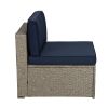 Outdoor Garden Patio Furniture 5-Piece Brown PE Rattan Wicker Sectional Cushioned Sofa Sets