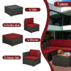 Outdoor Garden Patio Furniture 5-Piece Brown PE Rattan Wicker Sectional Cushioned Sofa Sets