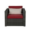 Outdoor Garden Patio Furniture 6-Piece Brown PE Rattan Wicker Sectional  Cushioned Sofa Sets