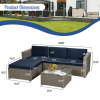 Outdoor Garden Patio Furniture 5-Piece Brown PE Rattan Wicker Sectional Cushioned Sofa Sets