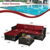 Outdoor Garden Patio Furniture 5-Piece Brown PE Rattan Wicker Sectional Cushioned Sofa Sets